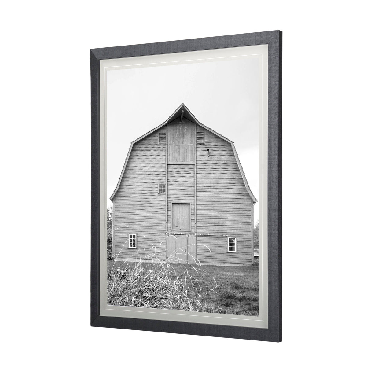 Grey & White Barn Ii by Mercana Studio Hand Embellished Textured Framed Photo Art Print Matted under by Mercana at Eve Furniture
