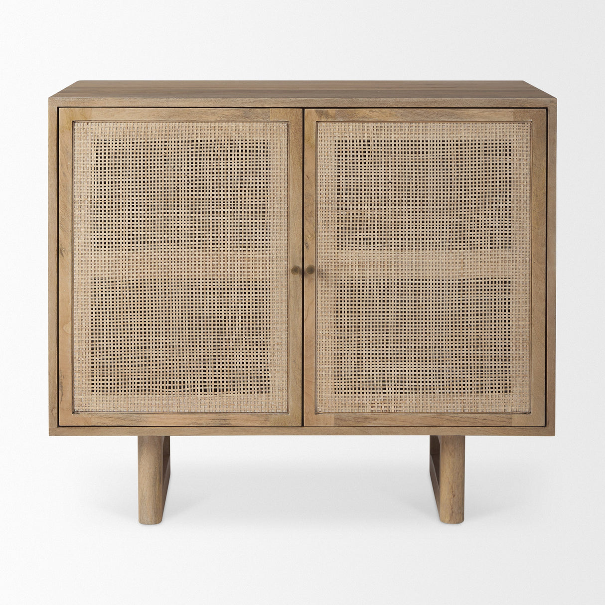 Grier 36" Light Brown Wood w/ Cane 2 Door Accent Cabinet by Mercana at Eve Furniture