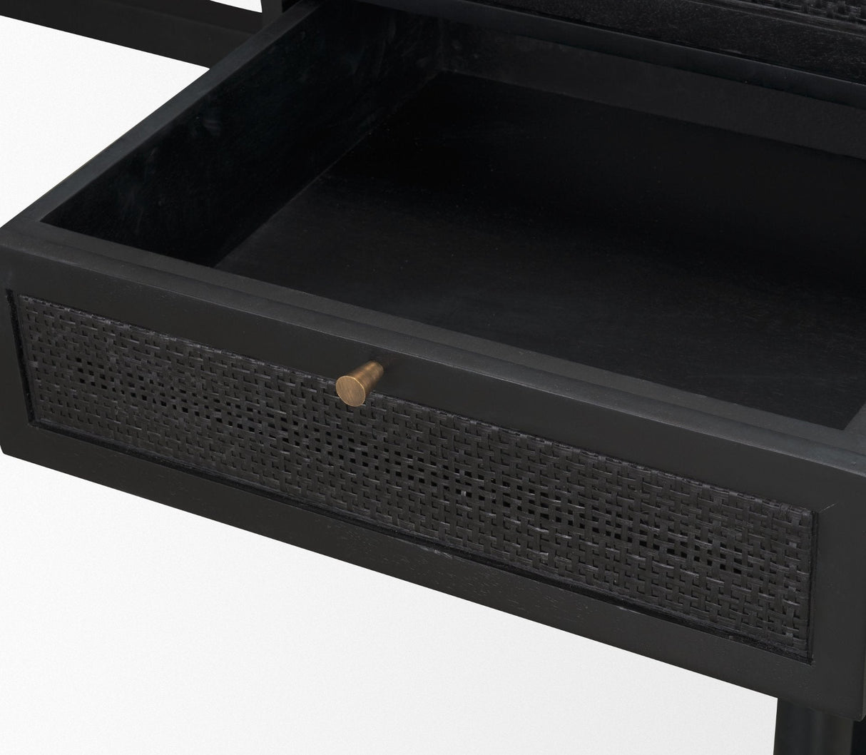Grier Black Solid Wood W/ Black Cane Office Desk by Mercana at Eve Furniture