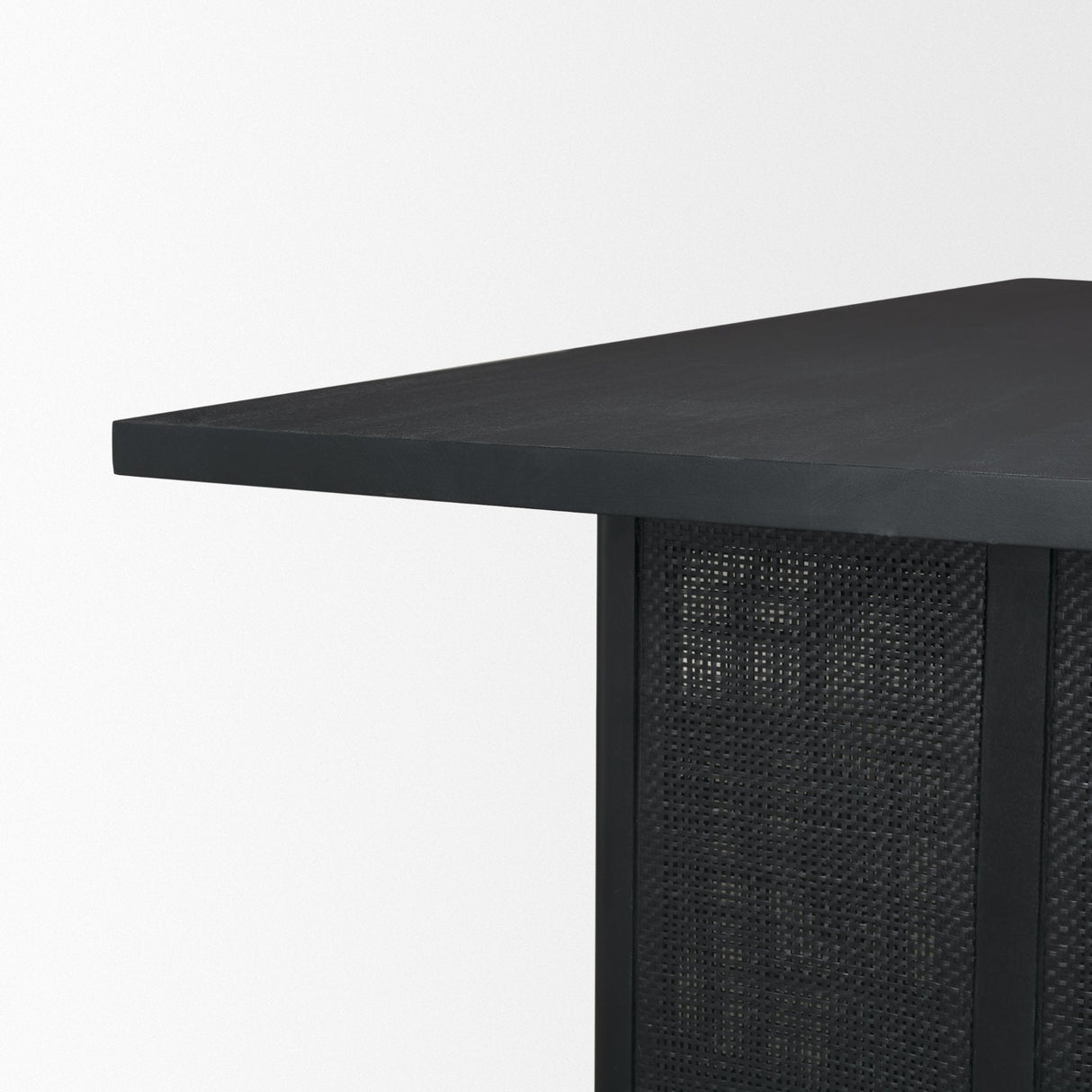 Grier Black Wood w/ Black Cane Dining Table by Mercana at Eve Furniture