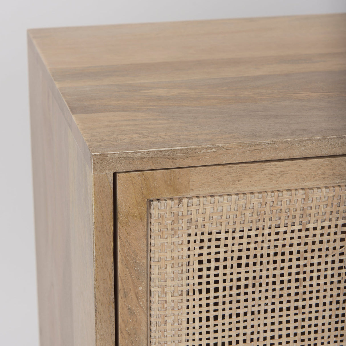 Grier Light Brown Wood w/ Cane 2 Door Accent Cabinet by Mercana at Eve Furniture