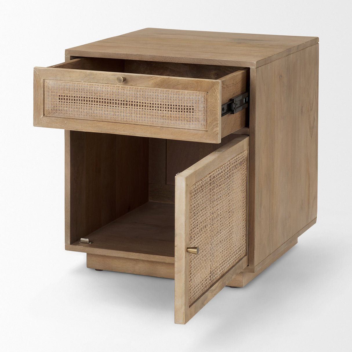 Grier Light Brown Wood w/ Cane End Table by Mercana at Eve Furniture
