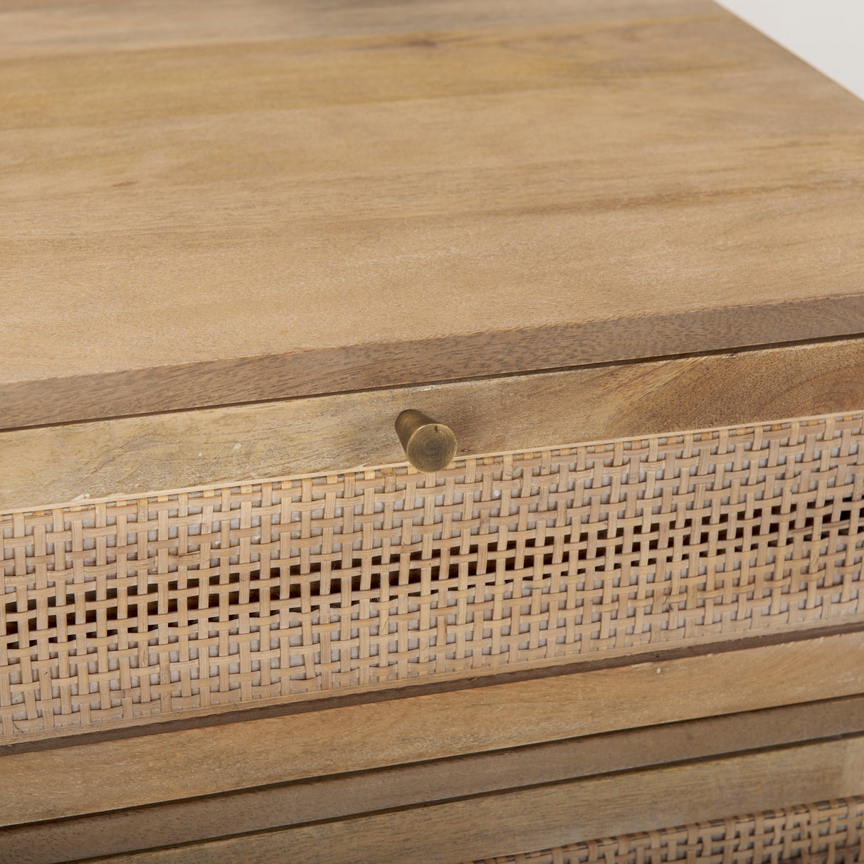 Grier Light Brown Wood w/ Cane End Table by Mercana at Eve Furniture