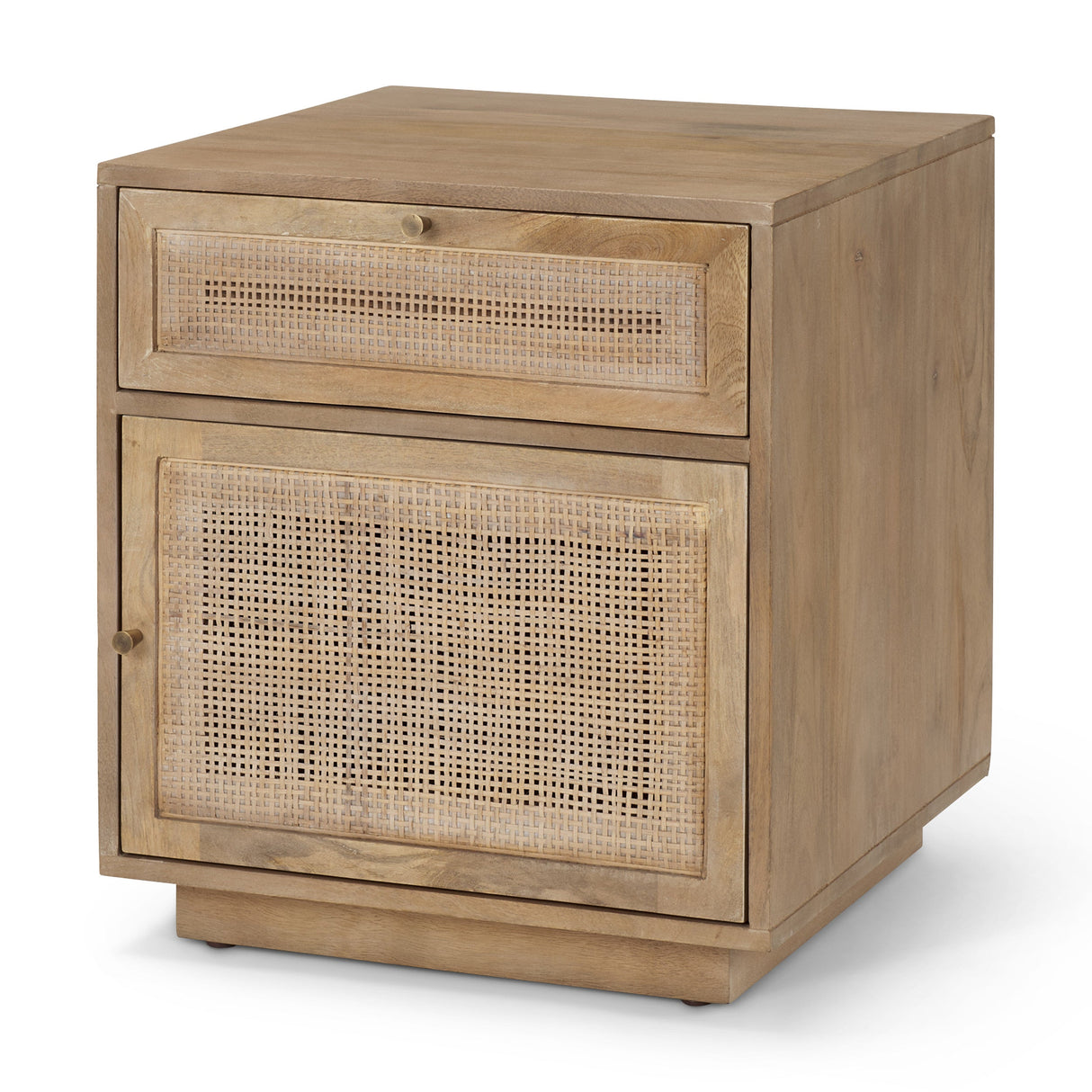 Grier Light Brown Wood w/ Cane End Table by Mercana at Eve Furniture