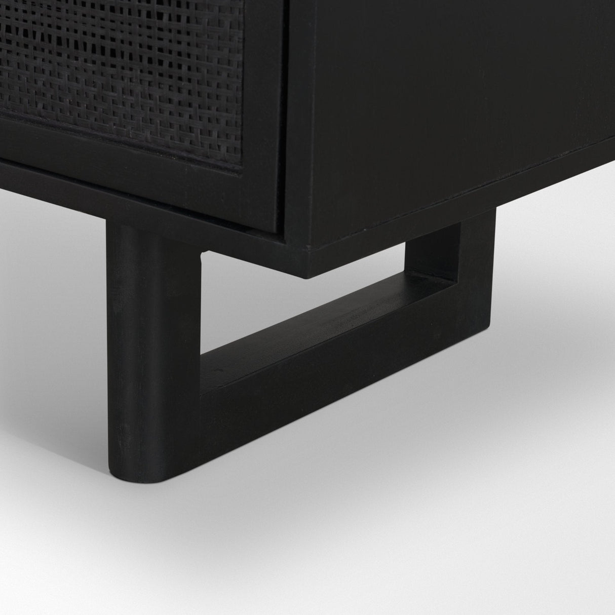 Grier Matte Black Stained Wood w/ Black Cane Accent Cabinet by Mercana at Eve Furniture