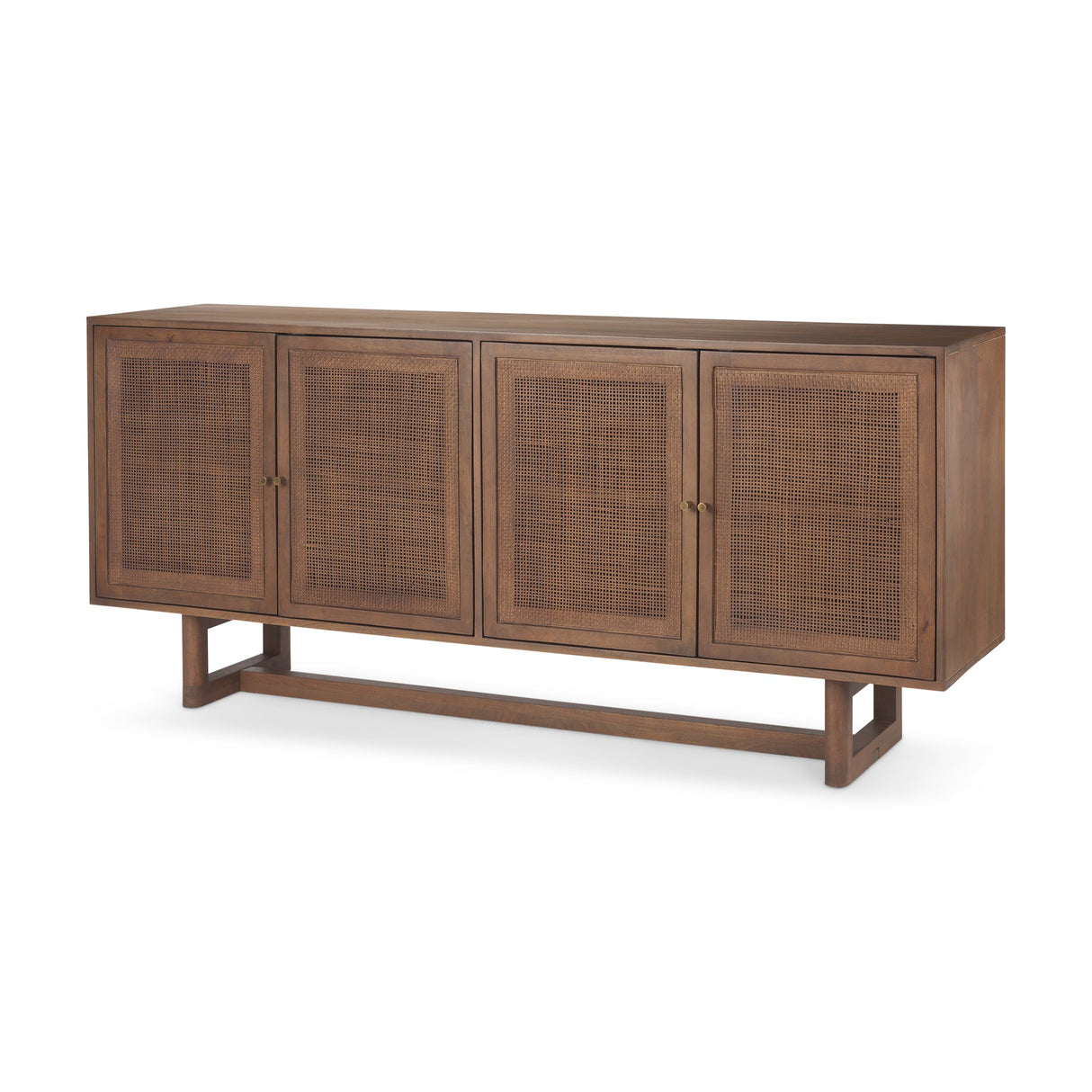 Grier Medium Brown Solid Wood W/Cane Sideboard by Mercana at Eve Furniture