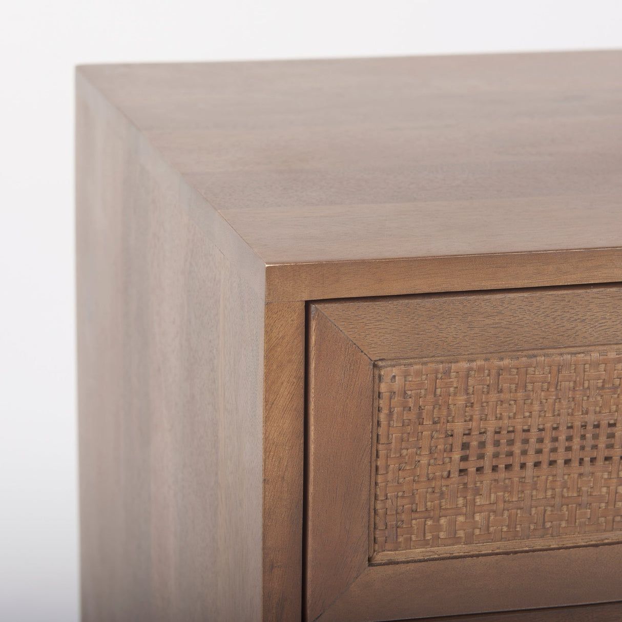 Grier Medium Brown Wood w/ Cane End Table by Mercana at Eve Furniture