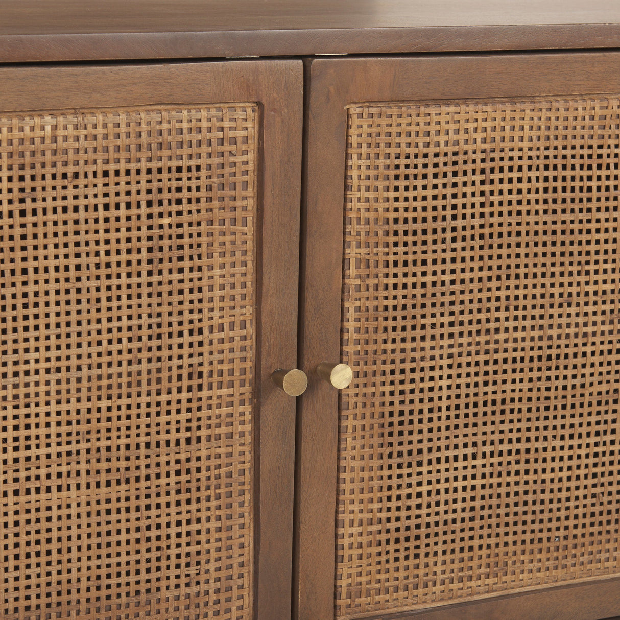 Grier Medium Brown Wood W/ Cane Media Console by Mercana at Eve Furniture