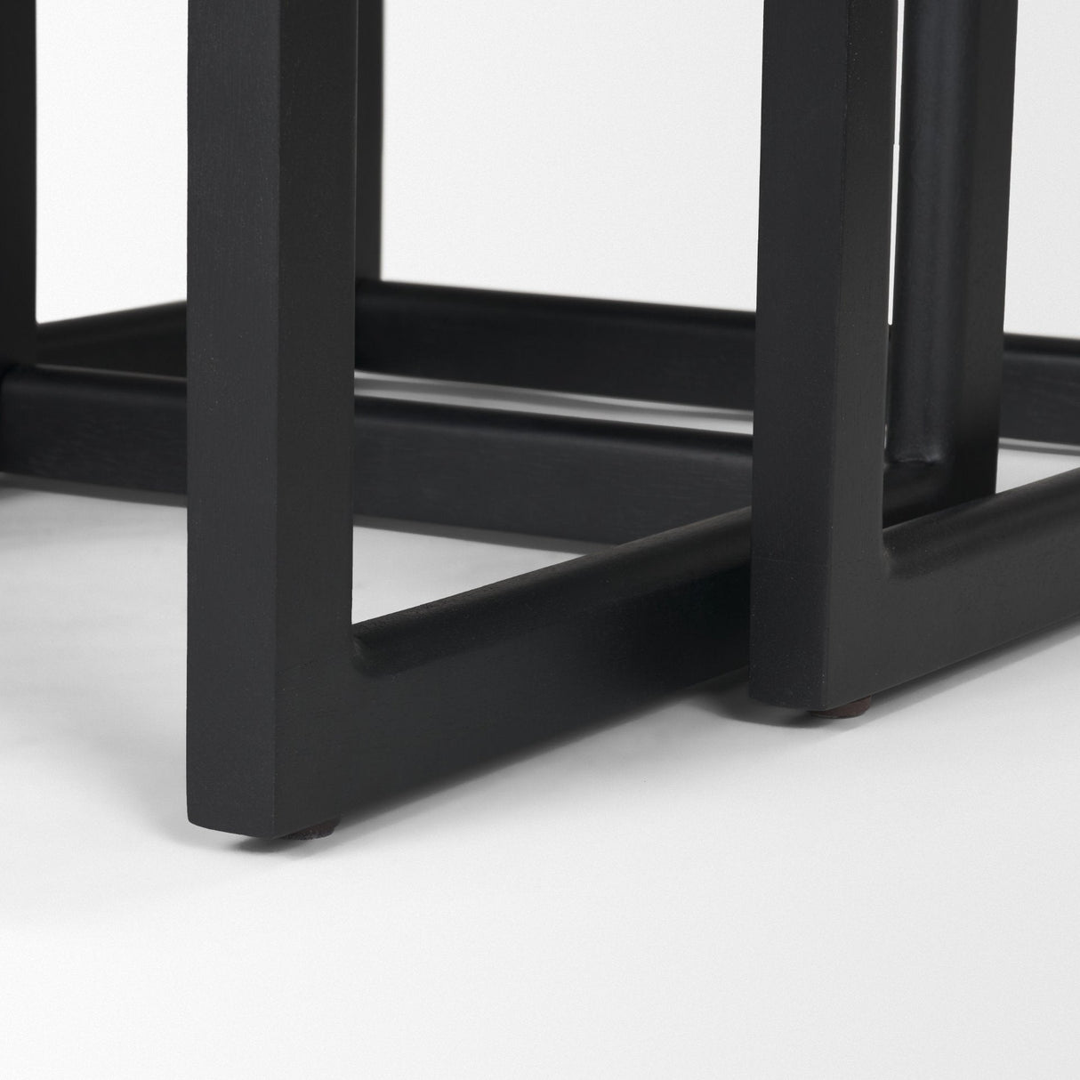 Grier Set of 2 Black Wood w/ Black Cane Nesting Accent Tables by Mercana at Eve Furniture