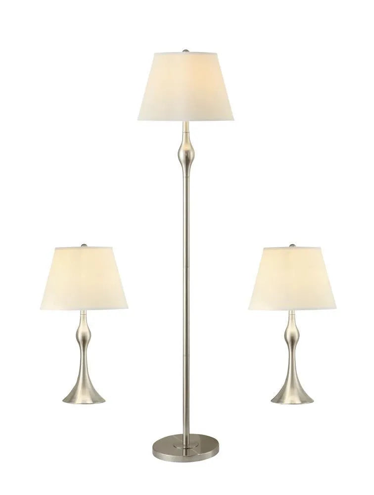Griffin Brushed Nickel 3-Piece Slender Lamp Set by Coaster at Eve Furniture