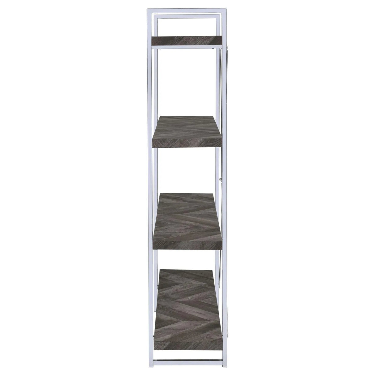 Grimma Rustic Gray Herringbone 4-Shelf Bookcase by Coaster at Eve Furniture
