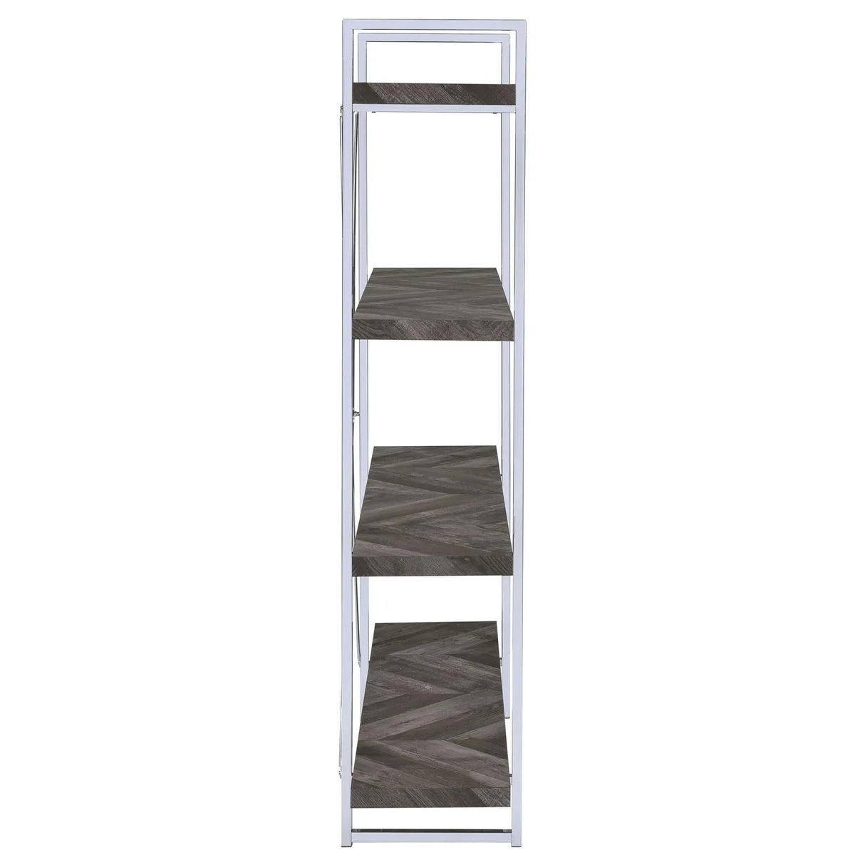Grimma Rustic Gray Herringbone 4-Shelf Bookcase by Coaster at Eve Furniture