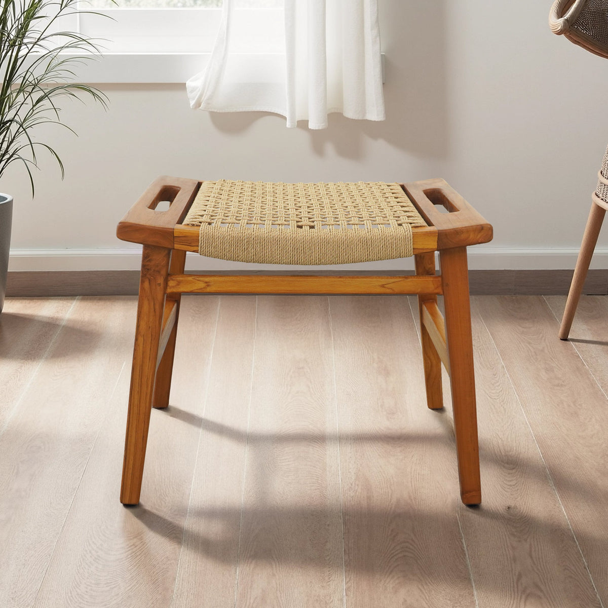 Grit Rustic Solid Wood Frame Loom Stool by Ashcroft Furniture at Eve Furniture