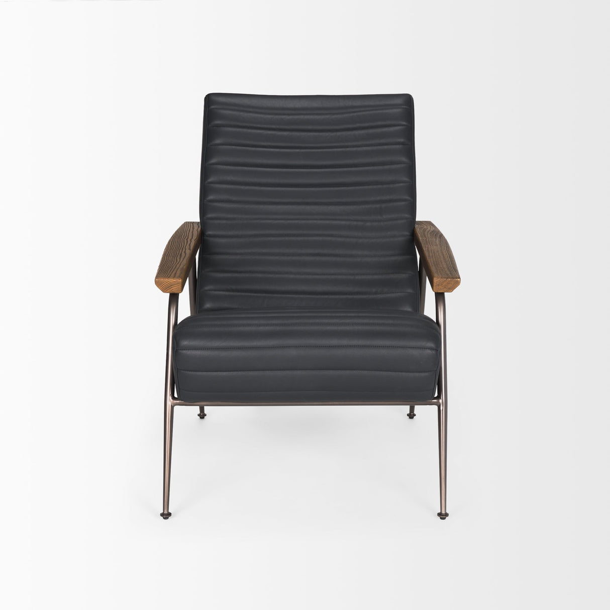 Grosjean Black Leather w/ Black Metal Frame Accent Chair by Mercana at Eve Furniture
