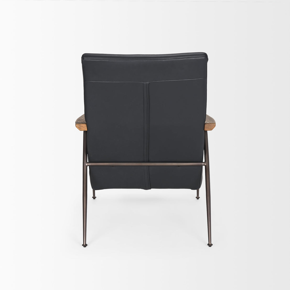 Grosjean Black Leather w/ Black Metal Frame Accent Chair by Mercana at Eve Furniture
