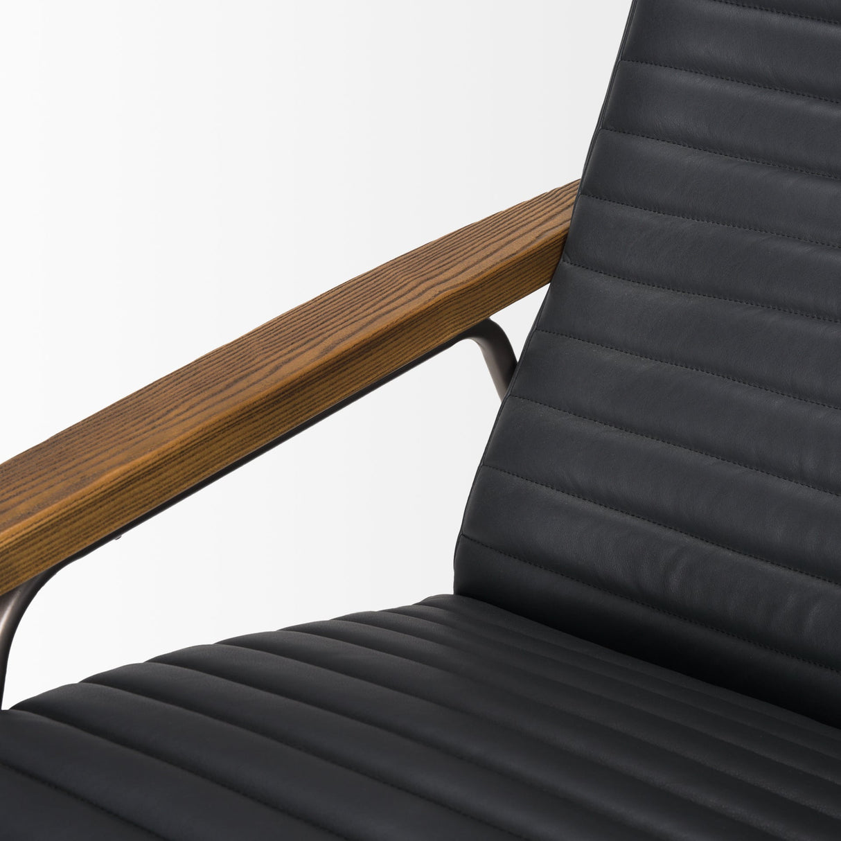 Grosjean Black Leather w/ Black Metal Frame Accent Chair by Mercana at Eve Furniture
