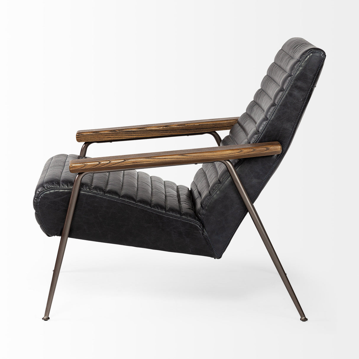 Grosjean Black Leather Wrap Metal Frame Accent Chair by Mercana at Eve Furniture