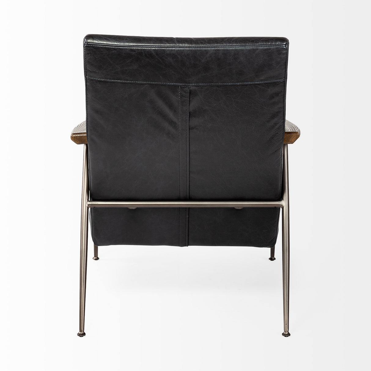 Grosjean Black Leather Wrap Metal Frame Accent Chair by Mercana at Eve Furniture