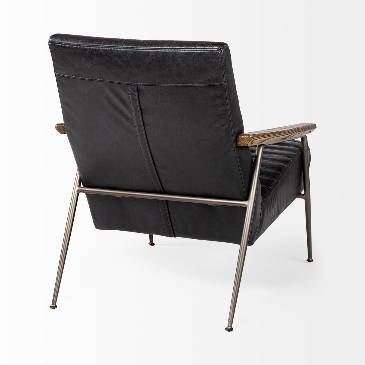 Grosjean Black Leather Wrap Metal Frame Accent Chair by Mercana at Eve Furniture