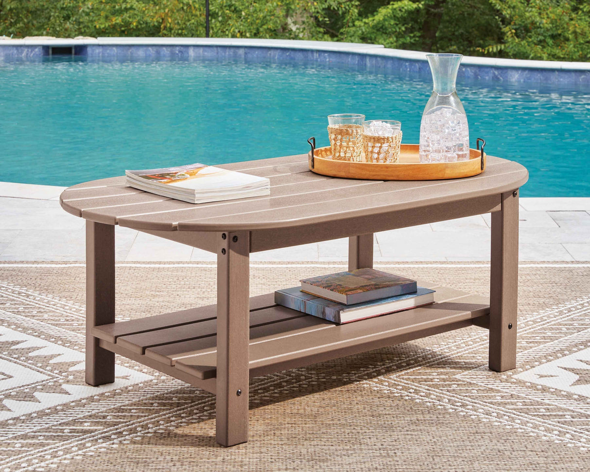 Grover Beach Driftwood Outdoor Sofa, Loveseat, and Coffee Table by Ashley at Eve Furniture