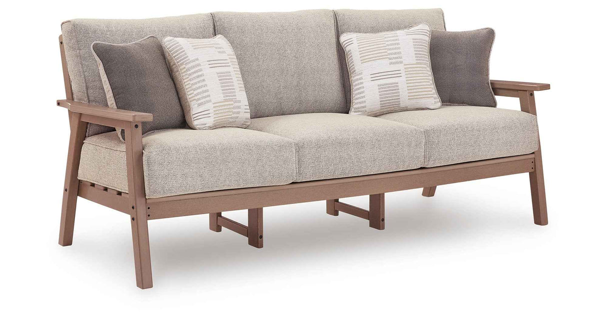 Grover Beach Driftwood Outdoor Sofa with Cushion by Ashley at Eve Furniture