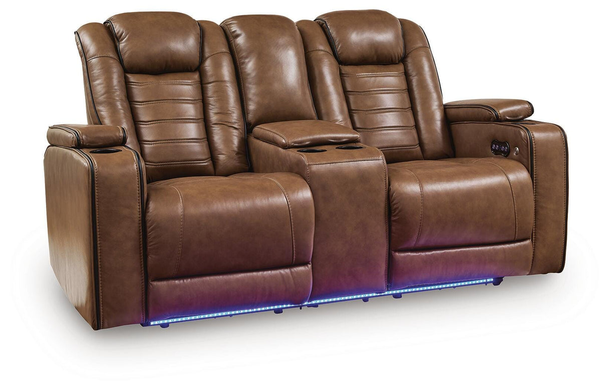 Gruaro Amber Power Reclining Loveseat with Console by Ashley at Eve Furniture