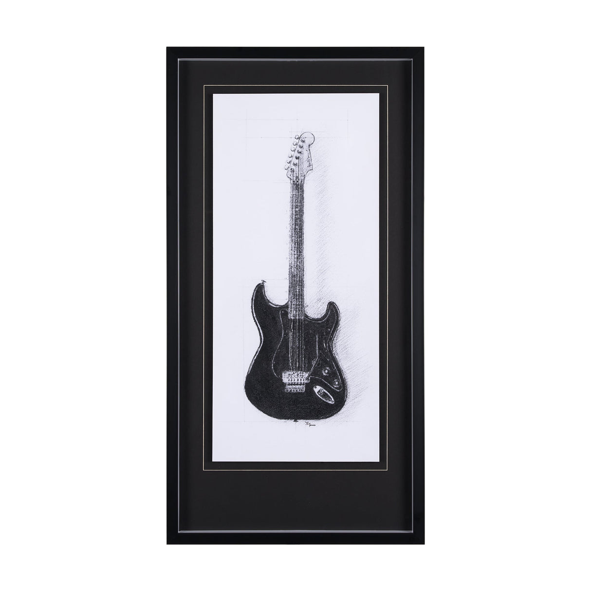 Guitar I by Mercana Studio a Hand Embellished Textured Framed Art Print Matted under Glass by Mercana at Eve Furniture