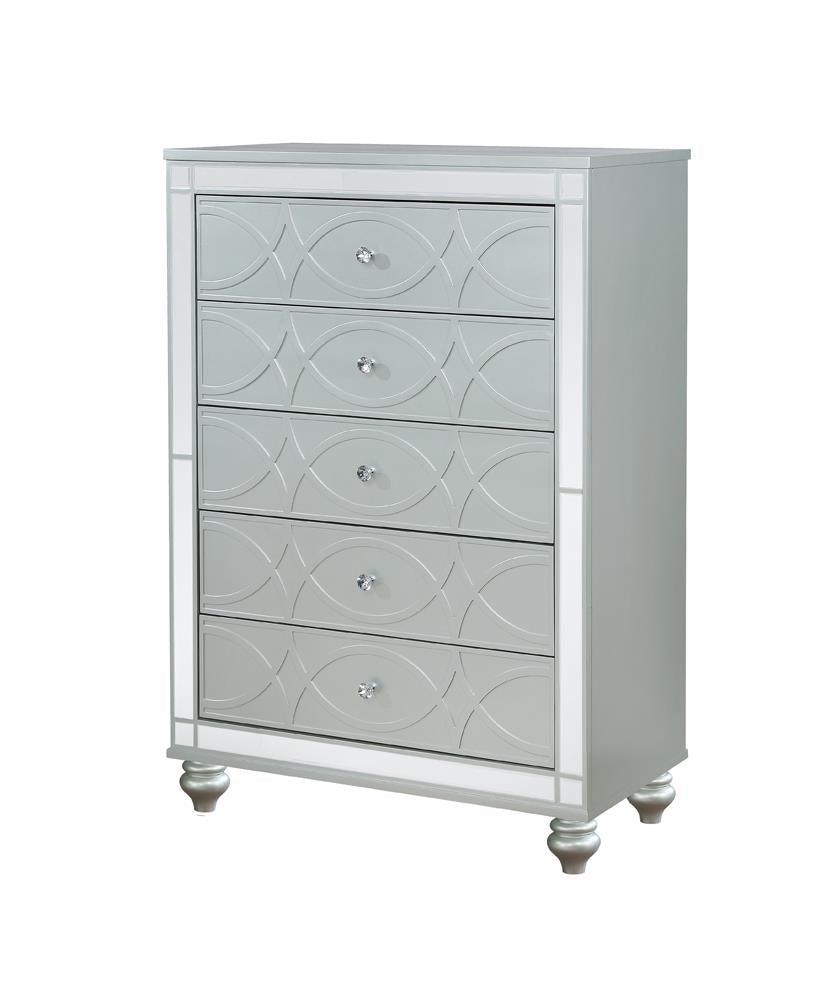 Gunnison Silver Metallic 5-Drawer Chest by Coaster at Eve Furniture