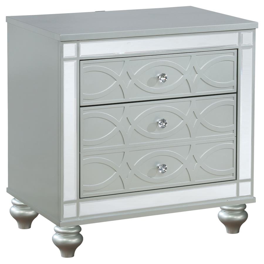 Gunnison Silver Metallic 5-Piece California King Bedroom Set with LED Lighting by Coaster at Eve Furniture