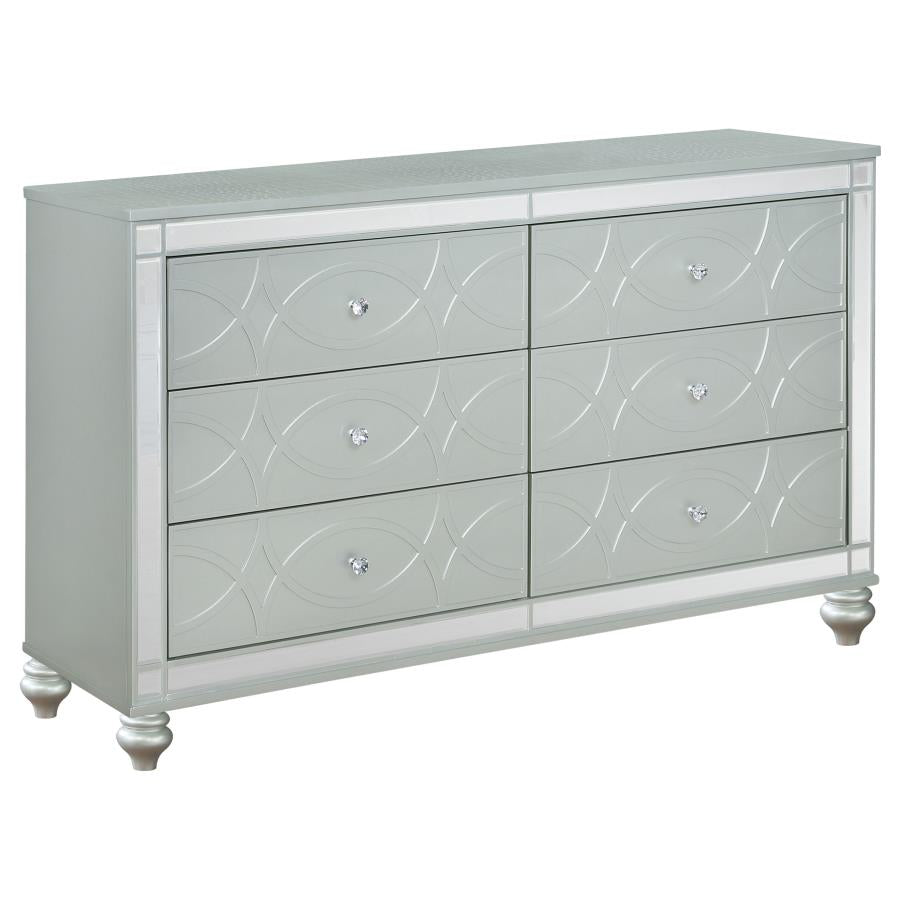 Gunnison Silver Metallic 5-Piece California King Bedroom Set with LED Lighting by Coaster at Eve Furniture