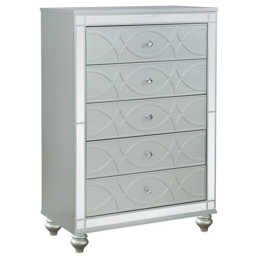 Gunnison Silver Metallic 5-Piece Queen Bedroom Set with LED Lighting by Coaster at Eve Furniture