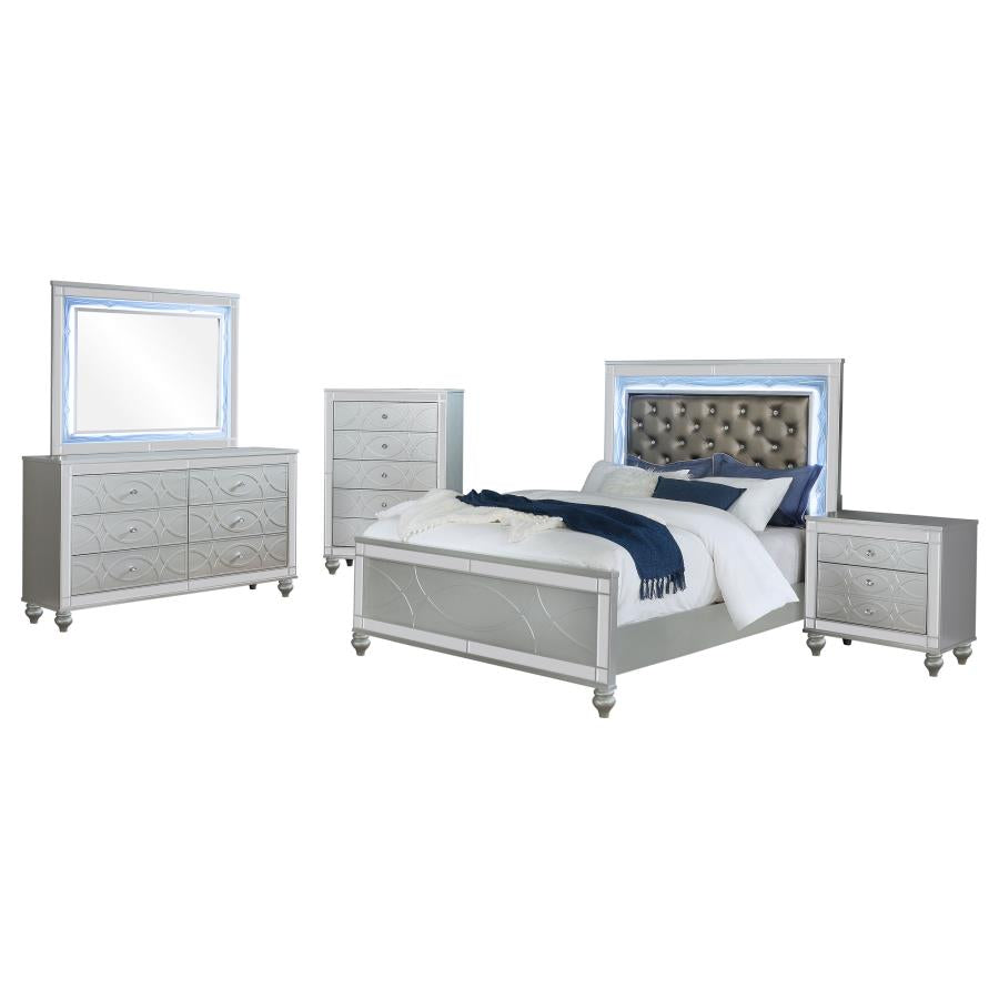 Gunnison Silver Metallic 5-Piece Queen Bedroom Set with LED Lighting by Coaster at Eve Furniture