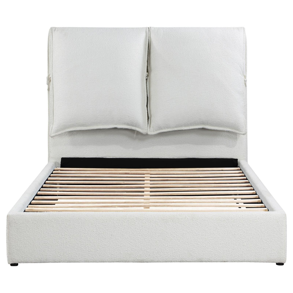 Gwendoline Upholstered White Queen Platform Bed with Pillow Headboard by Coaster at Eve Furniture