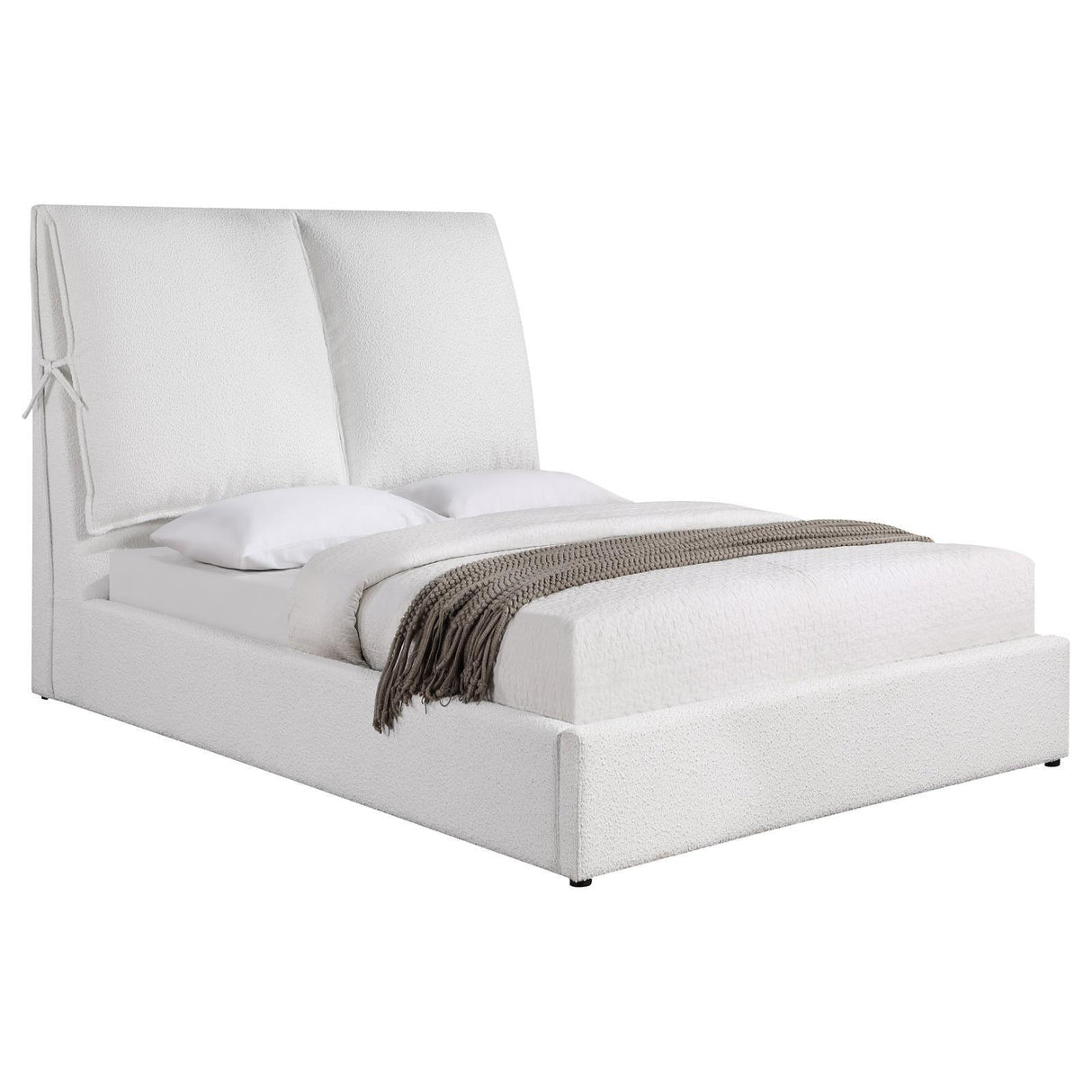Gwendoline Upholstered White Queen Platform Bed with Pillow Headboard by Coaster at Eve Furniture