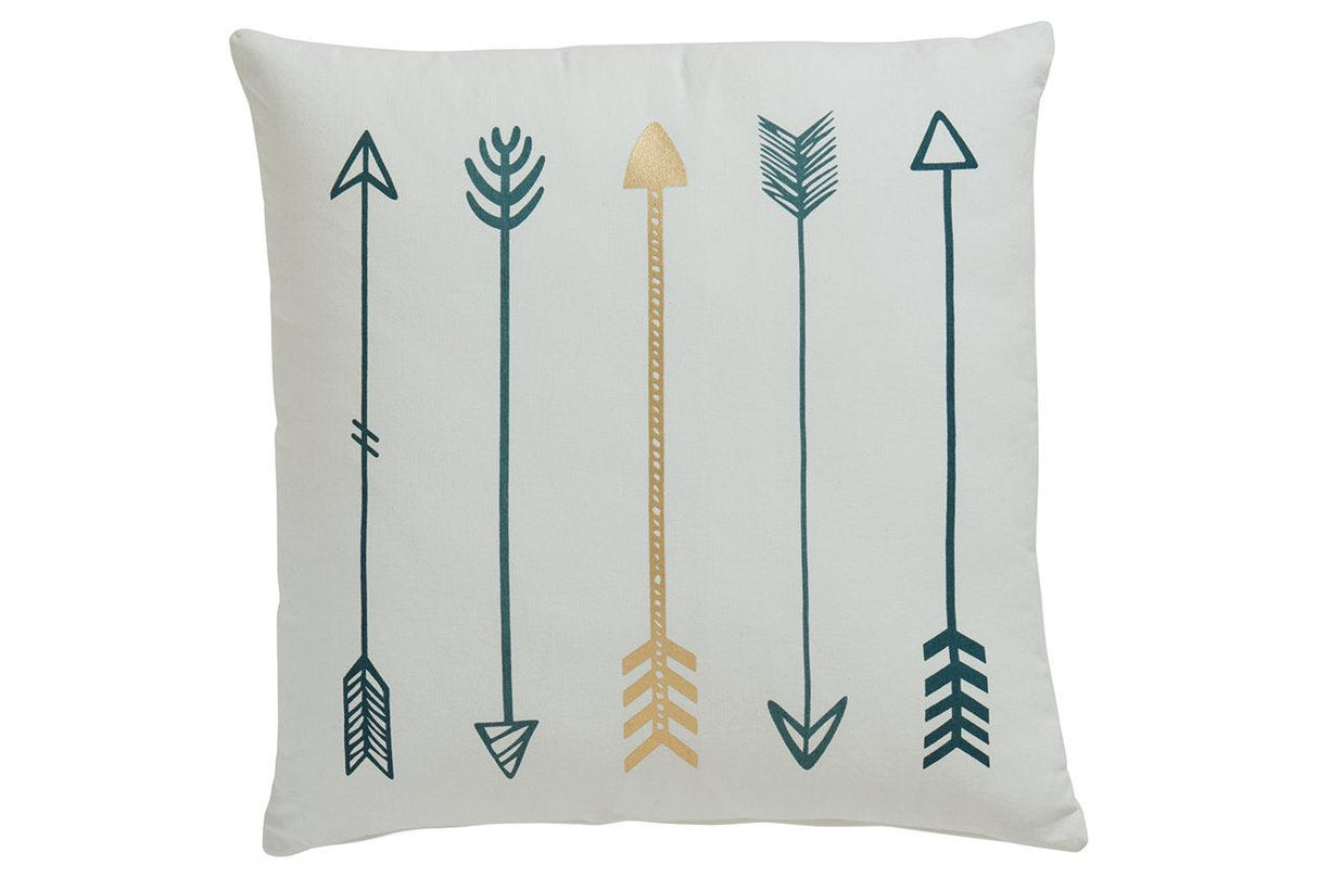 Gyldan White/Teal/Gold Pillow by Ashley at Eve Furniture