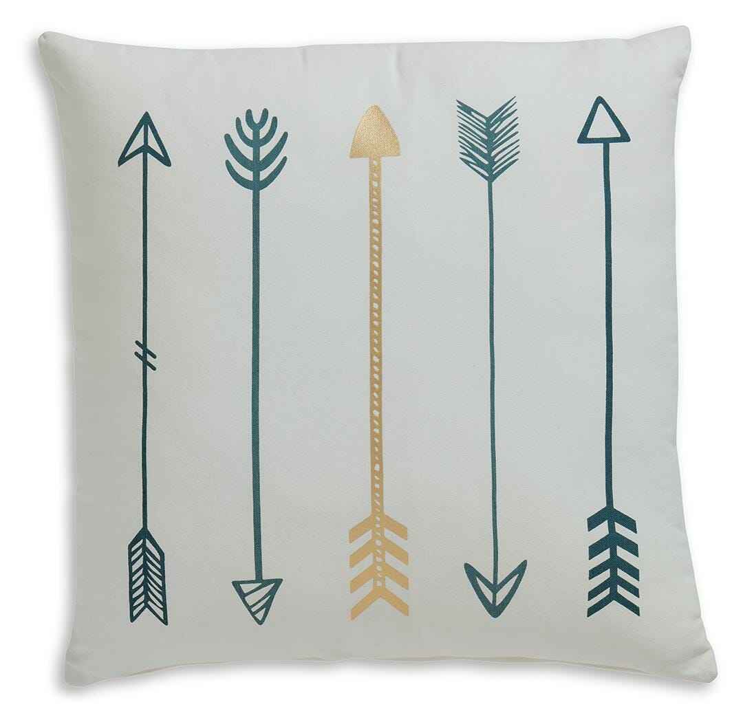 Gyldan White/Teal/Gold Pillow by Ashley at Eve Furniture
