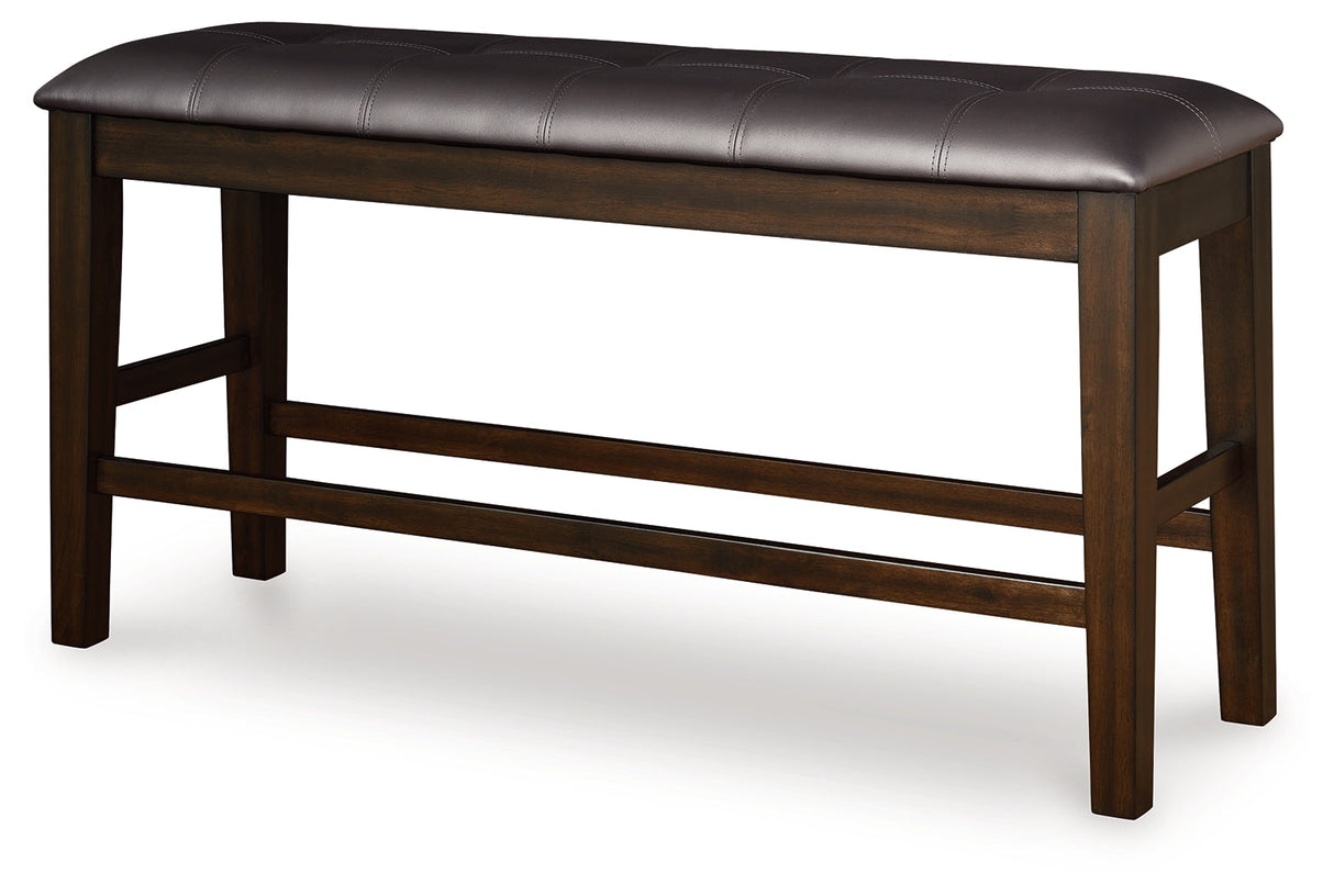 Haddigan Dark Brown Counter Height Dining Bench by ASHLEY FURNITURE at Eve Furniture