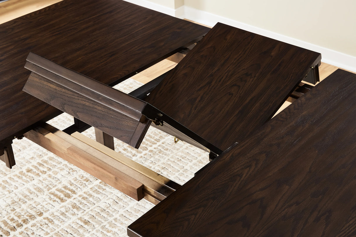 Haddigan Dark Brown Counter Height Dining Table with 6 Barstools by Ashley at Eve Furniture