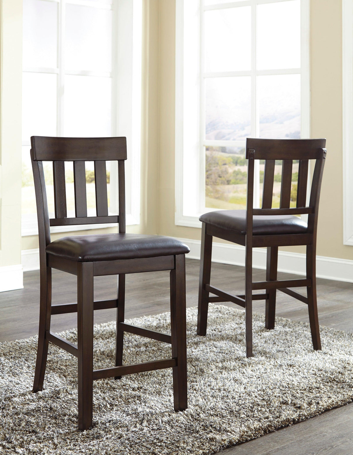 Haddigan Dark Brown Rectangular Extendable Counter Height Dining Room Set by Ashley at Eve Furniture