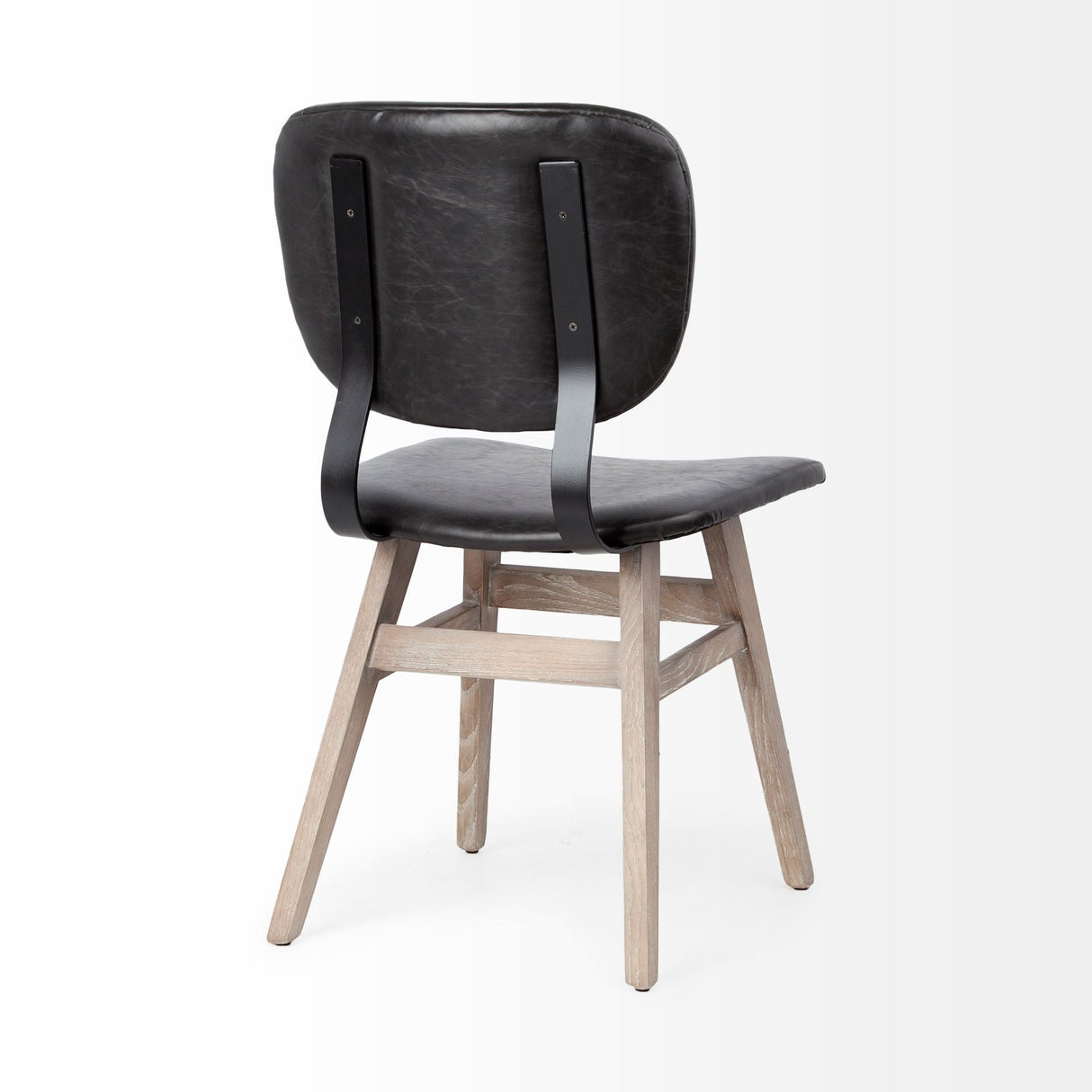 Haden I Black Faux-Leather Wrap Brown Solid Wood and Iron Base Dining Chair, Set of 2 by Mercana at Eve Furniture