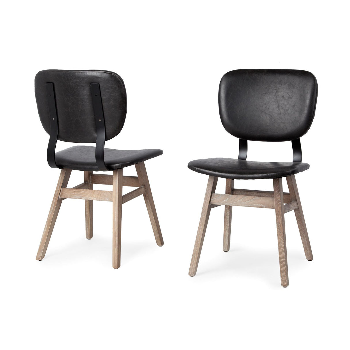 Haden I Black Faux-Leather Wrap Brown Solid Wood and Iron Base Dining Chair, Set of 2 by Mercana at Eve Furniture