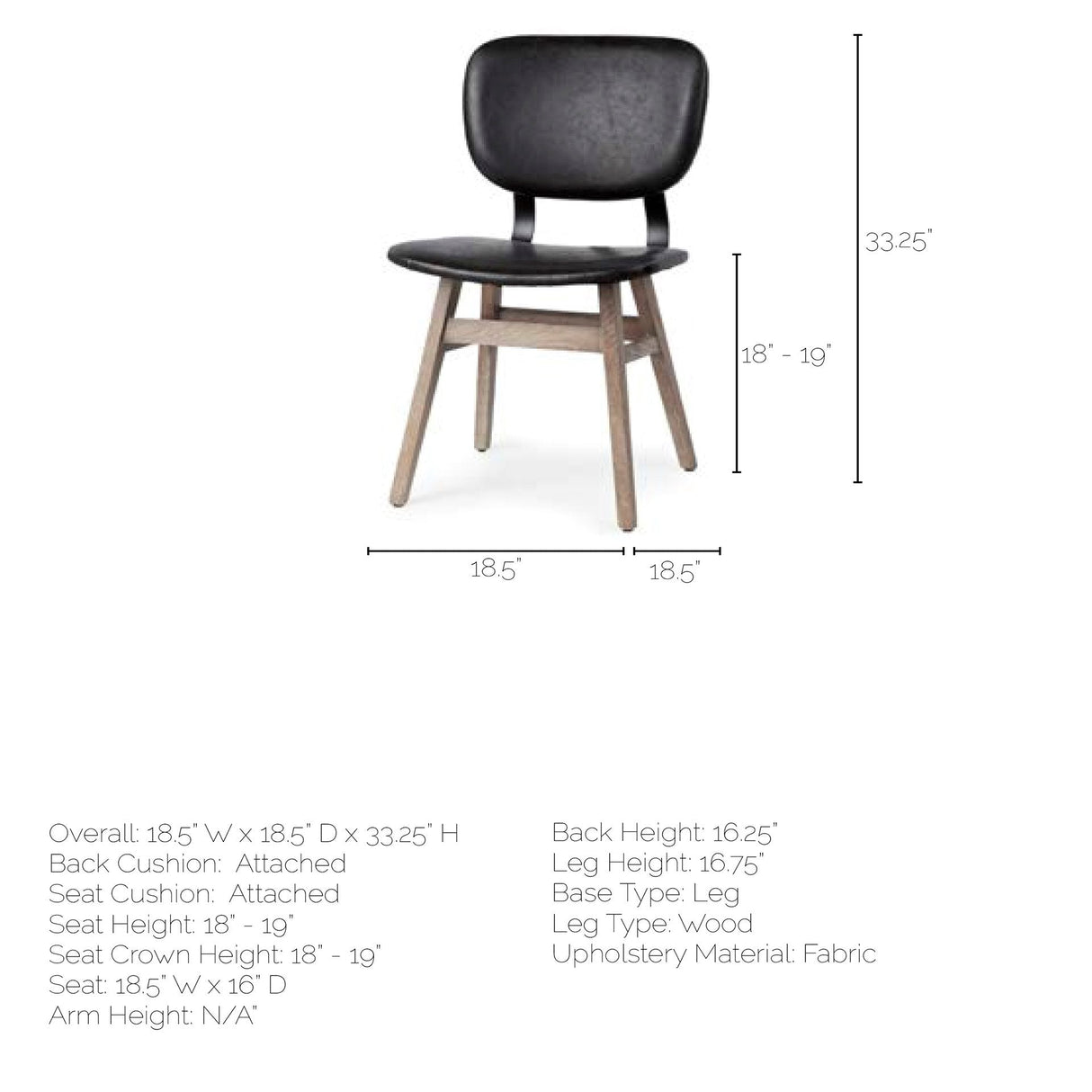 Haden I Black Faux-Leather Wrap Brown Solid Wood and Iron Base Dining Chair, Set of 2 by Mercana at Eve Furniture