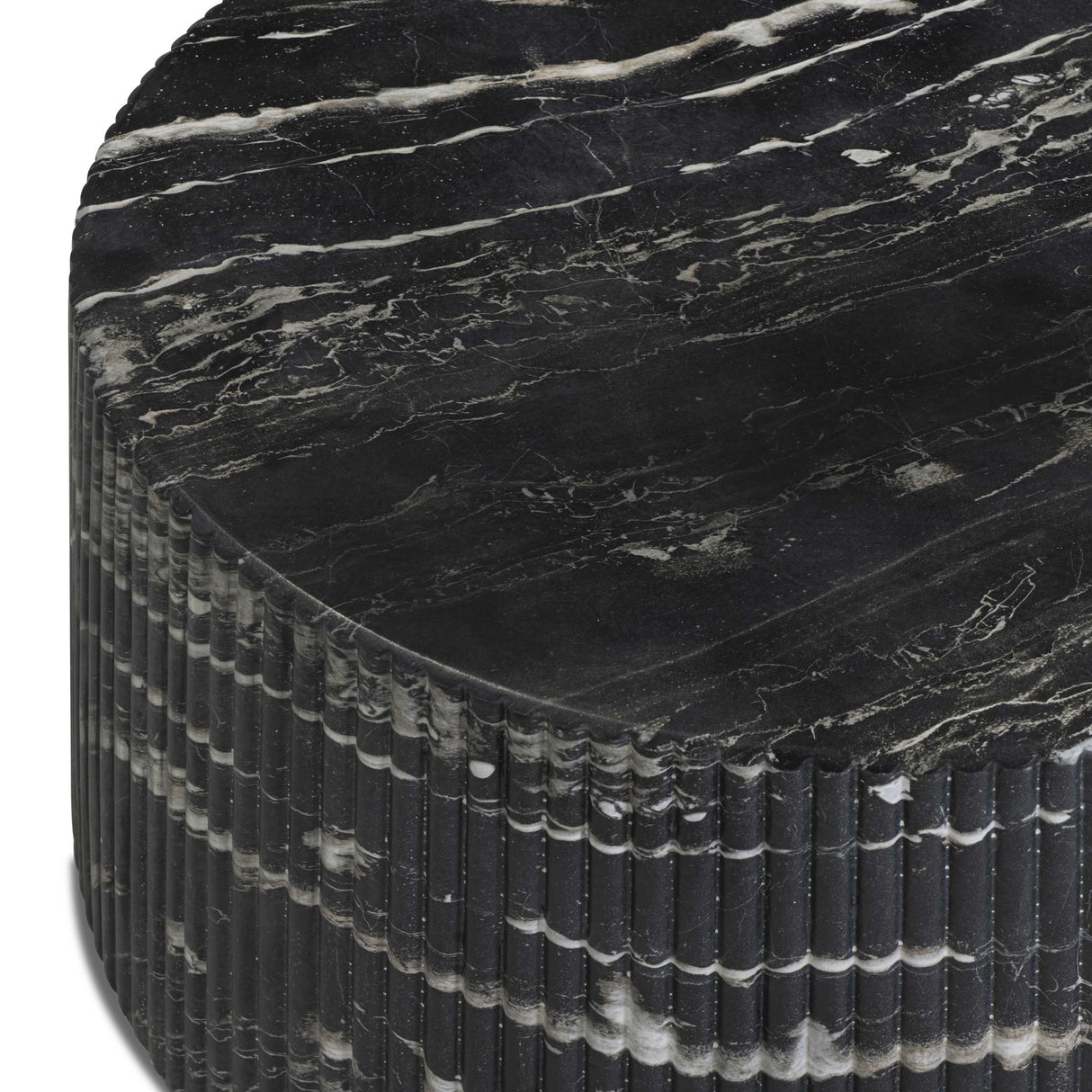 Hades 47" Black Faux Marble Indoor/Outdoor Concrete Coffee Table by TOV Furniture at Eve Furniture