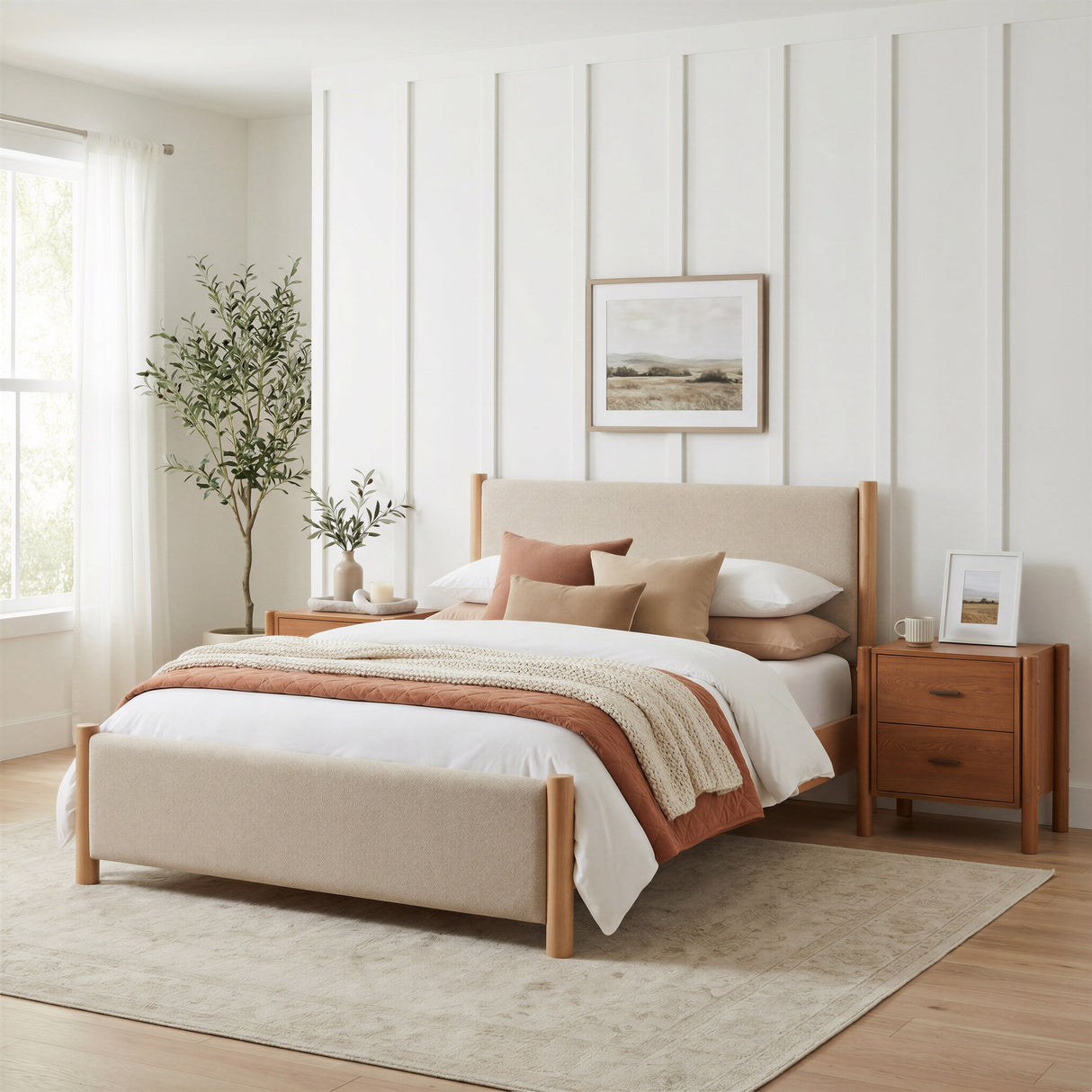 Hadi Beige & Natural Queen Bed by Zuomod at Eve Furniture