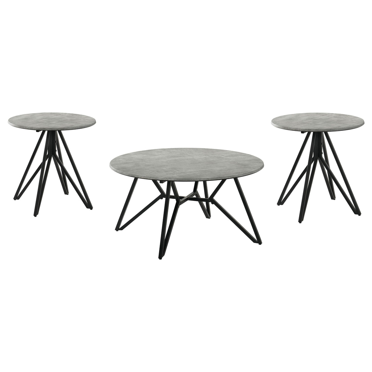 Hadi Cement 3-Piece Round Coffee and End Table Set by Coaster at Eve Furniture