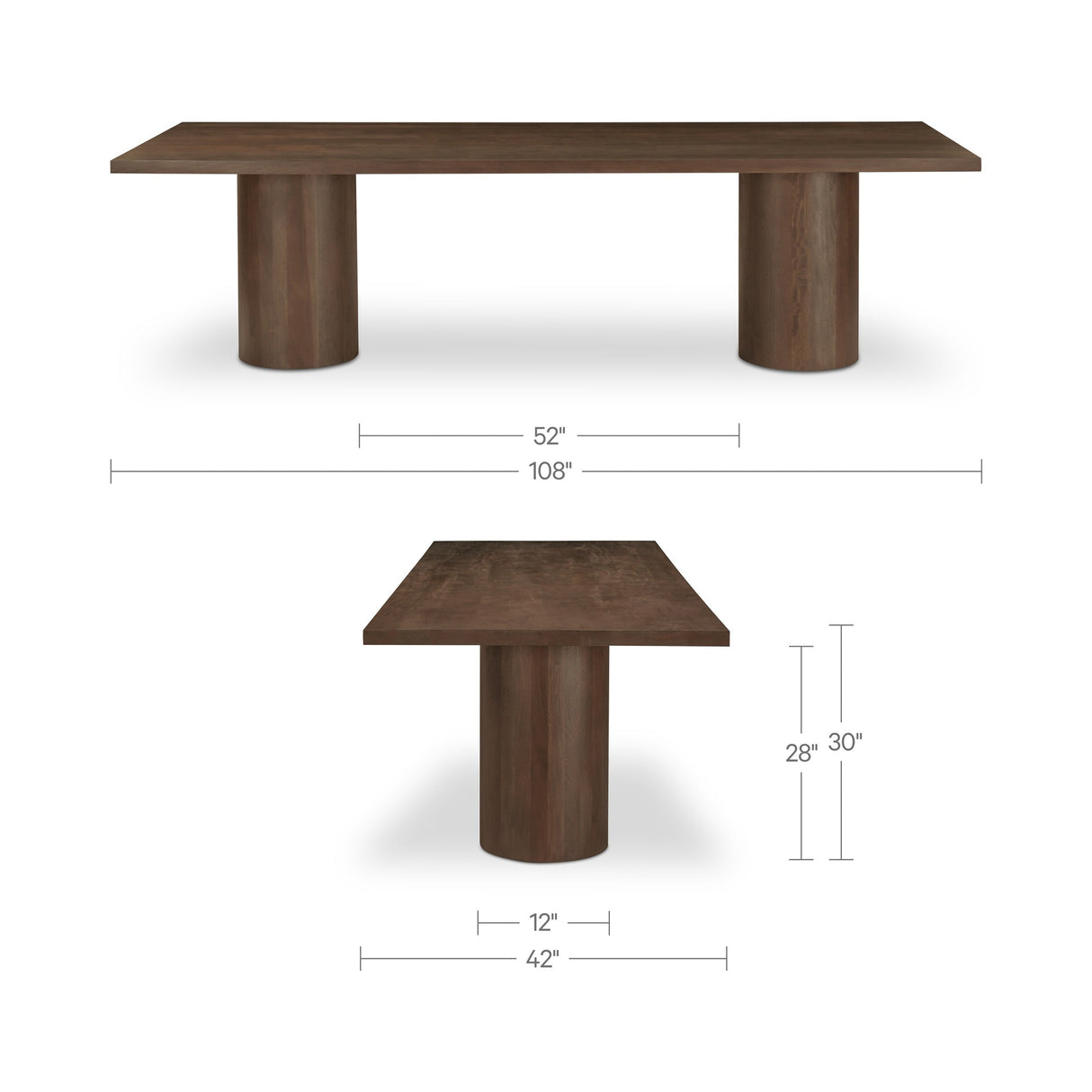 Hadley Warm Brown Small Dining Table by Moe's Home at Eve Furniture
