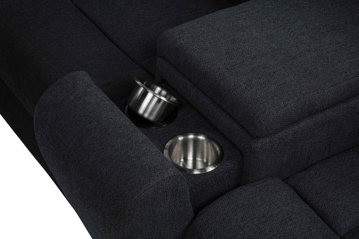 Hagen Steel Grey Upholstered Power Reclining Sectional Sofa by Coaster at Eve Furniture