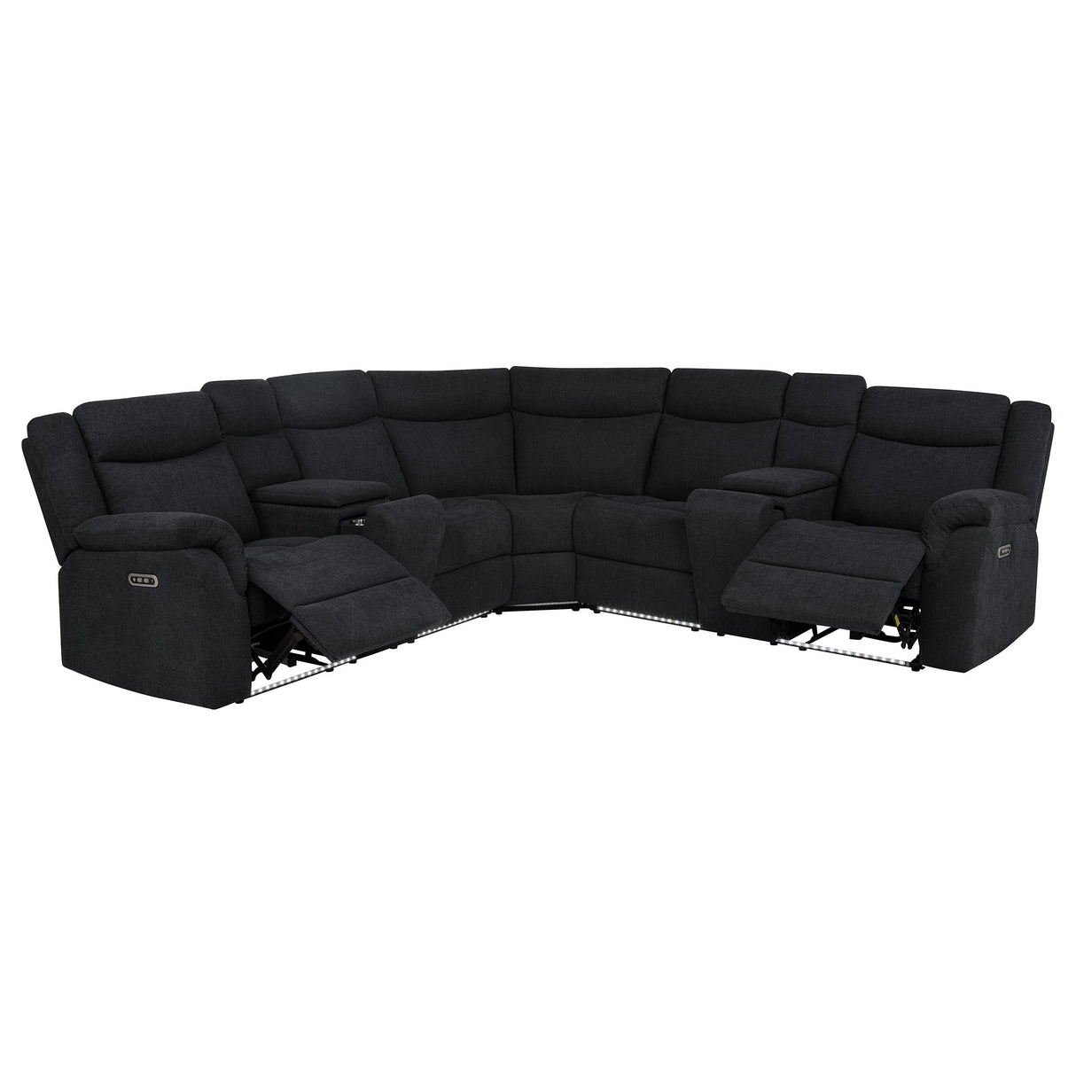 Hagen Steel Grey Upholstered Power Reclining Sectional Sofa by Coaster at Eve Furniture
