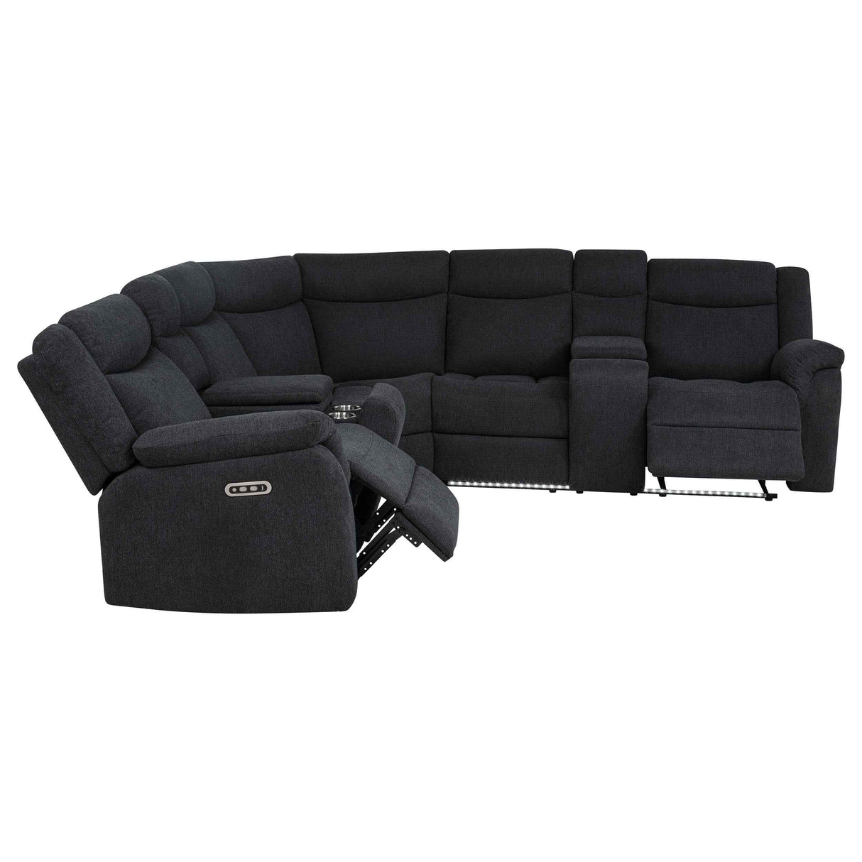 Hagen Steel Grey Upholstered Power Reclining Sectional Sofa by Coaster at Eve Furniture