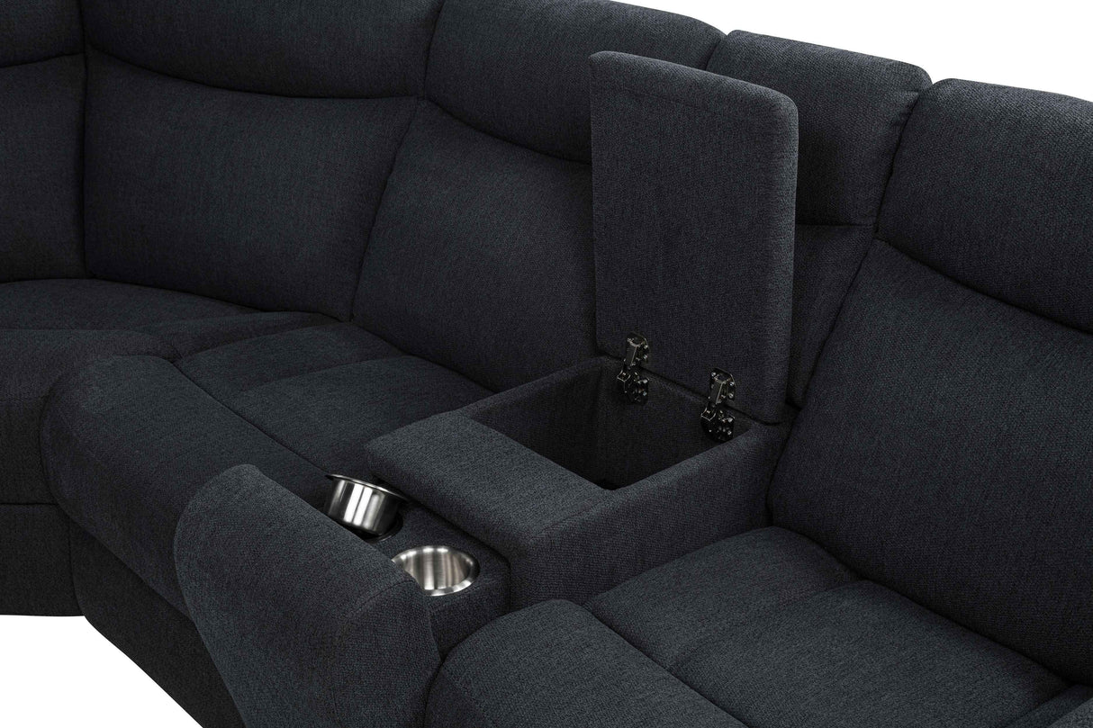 Hagen Steel Grey Upholstered Power Reclining Sectional Sofa by Coaster at Eve Furniture